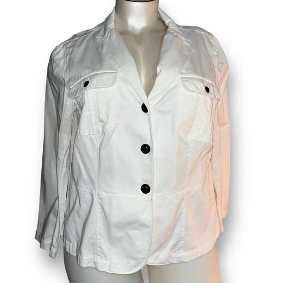 RALPH LAUREN Jeans Company White Denim Peplum Blazer Jacket Plus 3X - Picture 1 of 7